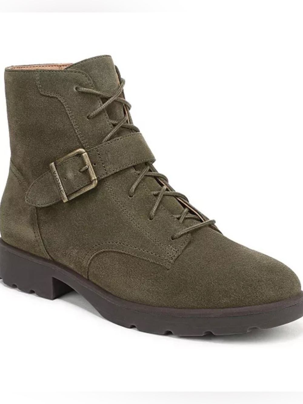 Vionic Catina Ankle Booties – Olive Green Suede – Women’s Size 10